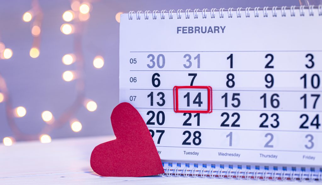 Calender for the February month of love-Valentine's Day