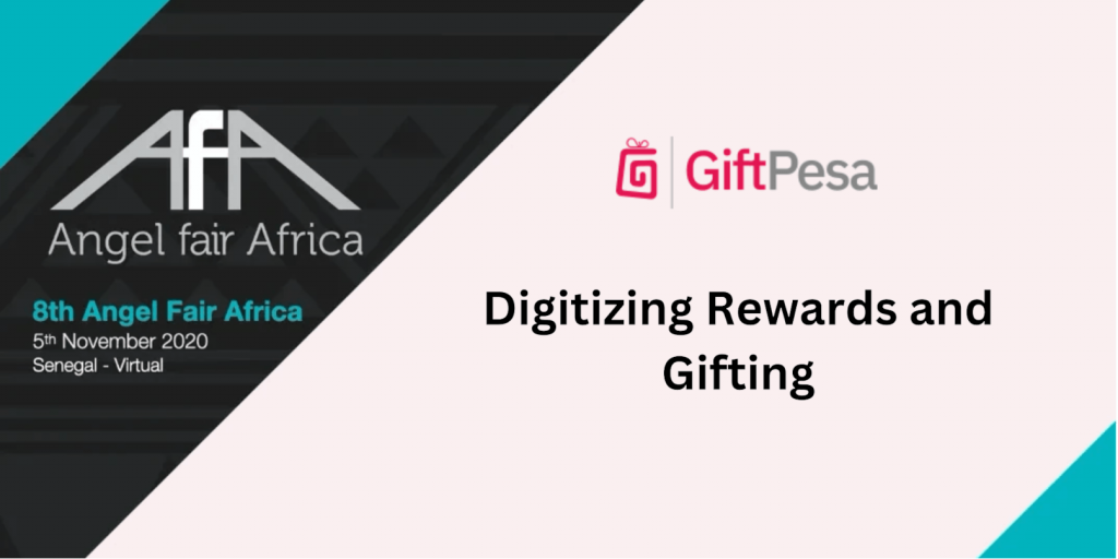 Image with text saying GiftPesa was part of the 8th Cohort of Angel Fair Africa