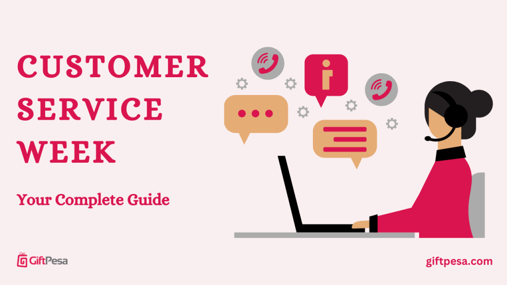 Image showing a customer service agent and words reading: customer service week: your complete guide