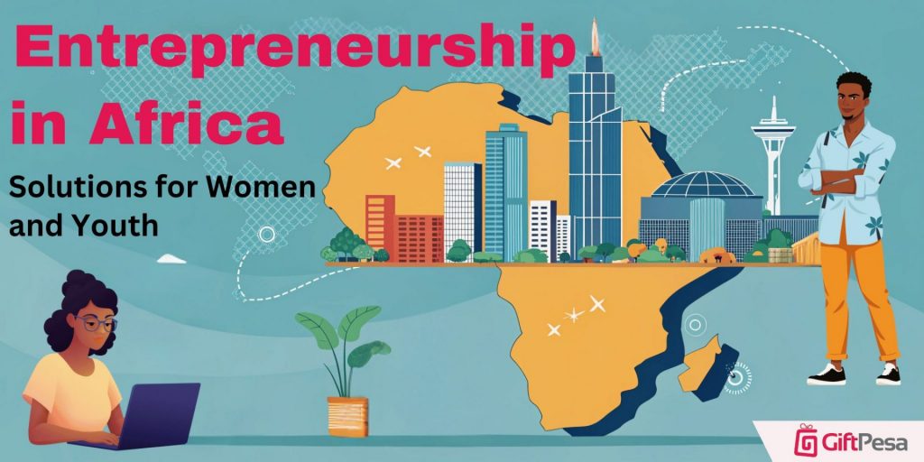 Image showing the continent of Africa and words reading "Entrepreneurship in Africa"