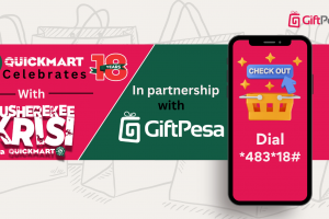 blog banner showing the partnership between quiclkmart and giftpesa for quickmart's 18th anniversary